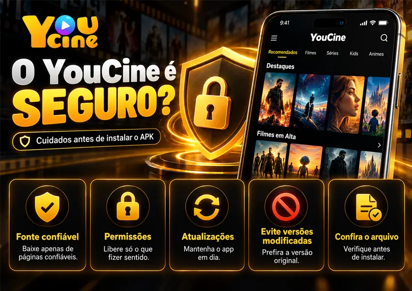 A imagem mostra que o YouCine App oferece segurança aos usuários.
